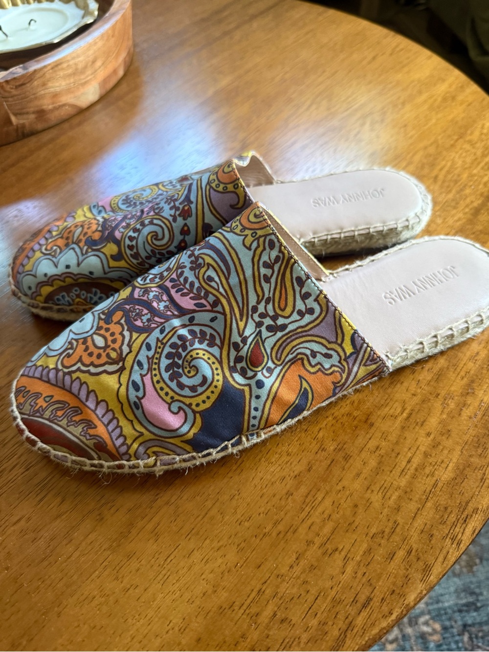 Johnny Was Paisley Slip-On Espadrille Mules Womens size 9.5